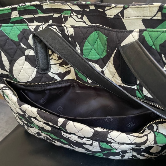 Vera Bradley Imperial Rose Commuter Tote Bag  Faux Leather Trim  + make up bag - Picture 12 of 14